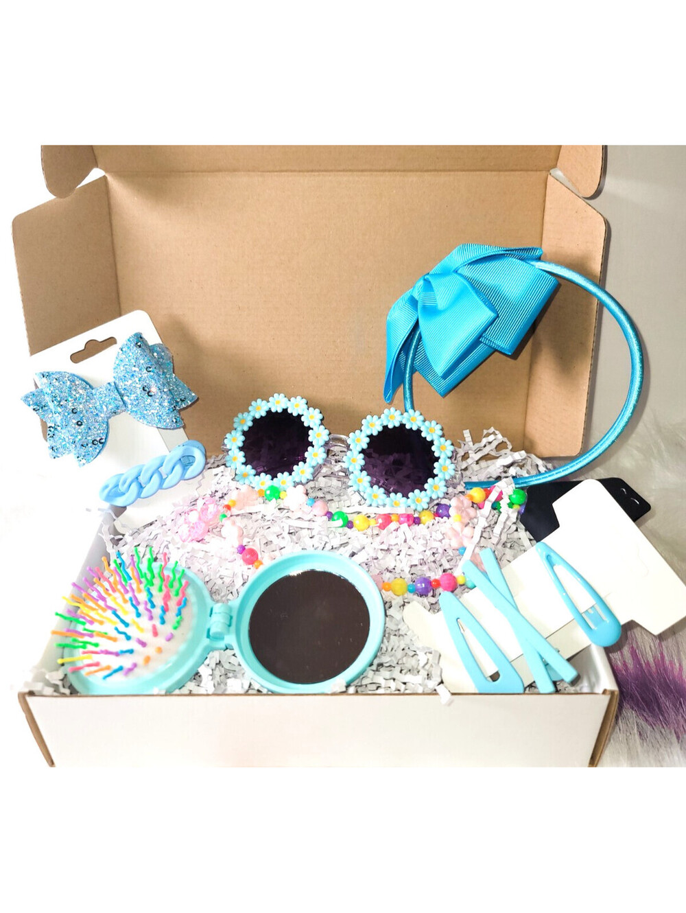 Girls Pink Gift Box Set with Sunglasses, Headband, Hairbrush